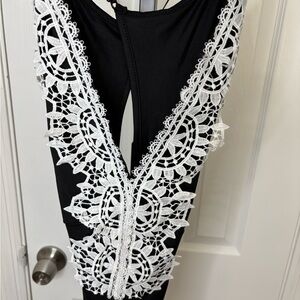 Black and White Lace Swimsuit